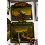 2 FRESH FISH + HUNTING SEASON PUB ADVERTISEMENTS 70 X 66CM