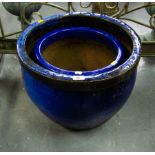 LARGE + MEDIUM BLUE PAINTED POTS