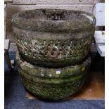 2 CONCRETE PLANT POTS 55CM WIDE