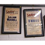 2 ORIGINAL SAVOY CINEMA POSTERS - FRAME MEASURES 41 X 61