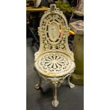 PAIR OF HEAVY CAST LADY BACK CHAIRS