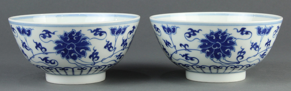 Chinese Blue and White Porcelain Bowls, Lotus - Image 2 of 14