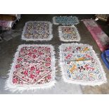 (lot of 5) Indian chainstitch wool throws
