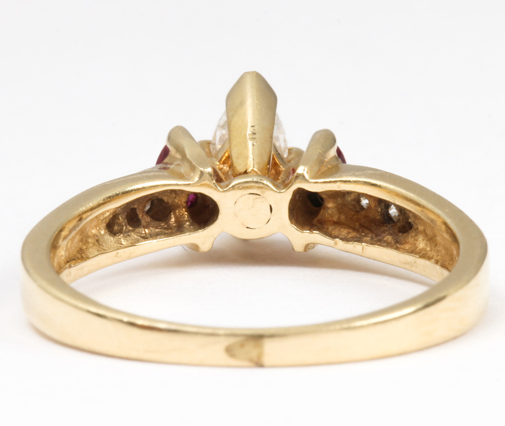 Diamond, ruby, 14k yellow gold ring - Image 5 of 8