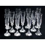 A group of St. Louis crystal champagner flutes