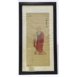 In the manner of Wu Wei(1459-1508), luo han, singed as Wu wei with one seal, ink and color on silk