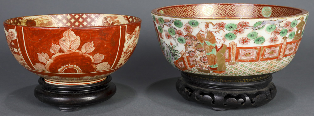 Japanese Kutani ware, Bowls, Kyusu Teapots, 19c - Image 13 of 30