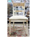 French Neoclassical style cream painted parlor chair