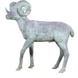 A large outdoor sculpture of a ram