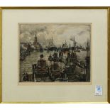 Print, Harbor Scene