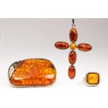 Amber, sterling silver, silver jewelry suite