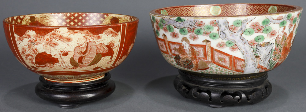 Japanese Kutani ware, Bowls, Kyusu Teapots, 19c - Image 15 of 30