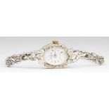 Lady's Geneva diamond, white gold and metal wristwatch