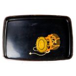 Japanese Black Lacquered Midarebako