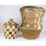 (lot of 2) African polychrome decorated baskets