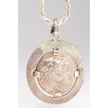 Coin-form, sterling silver, silver pendant-necklace