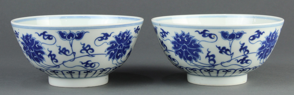 Chinese Blue and White Porcelain Bowls, Lotus - Image 4 of 14