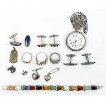 Collection of multi-stone, sterling silver, silver and metal items
