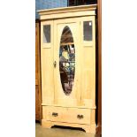 Country Pine Armoire the superstructure centering an oval mirrorplate cabinet door