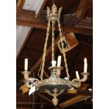 French Empire style partial gilt cast bronze chandelier circa 1900