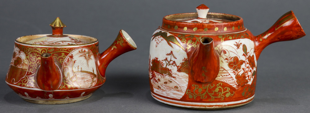 Japanese Kutani ware, Bowls, Kyusu Teapots, 19c - Image 19 of 30