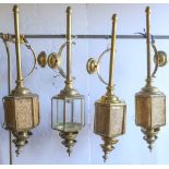(lot of 4) Lot of large brass outdoor lantern form sconses