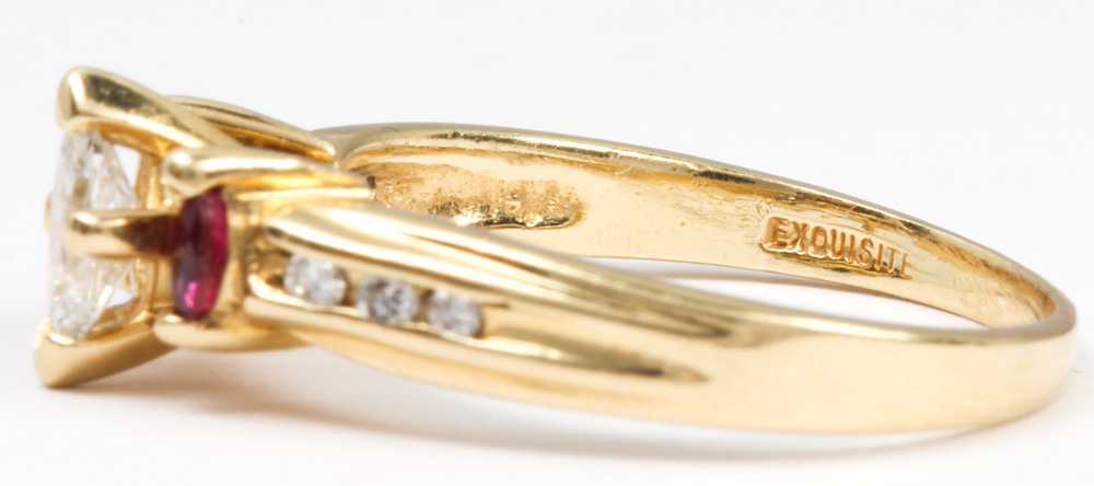 Diamond, ruby, 14k yellow gold ring - Image 8 of 8