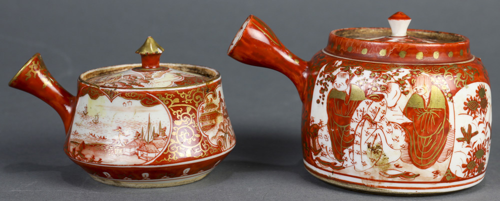 Japanese Kutani ware, Bowls, Kyusu Teapots, 19c - Image 6 of 30