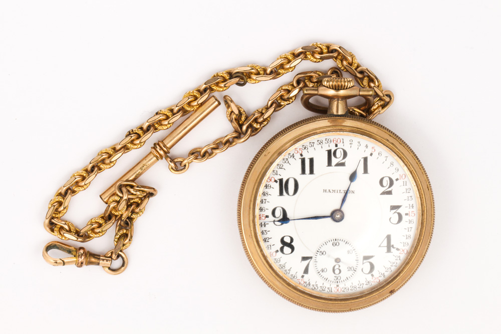 (lot of 4) 9k yellow gold, gold-filled pocket watches and chains - Image 3 of 18