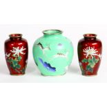 Japanese Cloisonne Vases, Sato