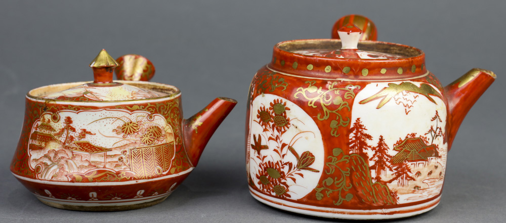 Japanese Kutani ware, Bowls, Kyusu Teapots, 19c - Image 8 of 30