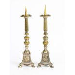 (lot of 2) Pair Baroque style plated pricket sticks