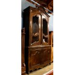 French Provincial Louis XV style walnut bookcase breakfront