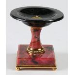 A Russian 14k mounted rhodonite and laboradite miniature tazza for rings