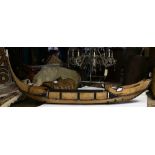 Solomon Islands carved wood canoe model