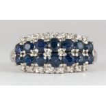 Sapphire, diamond, 18k white gold ring