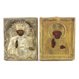 A Russian icon group - St Nicholas brass