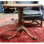 Chippendale style mahogany tilt top tripod tea table