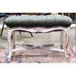 French provincial style white painted bench