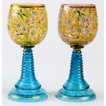 A continental enamel decorated stemware group in the Moser taste