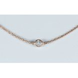 Diamond, 14k rose gold necklace