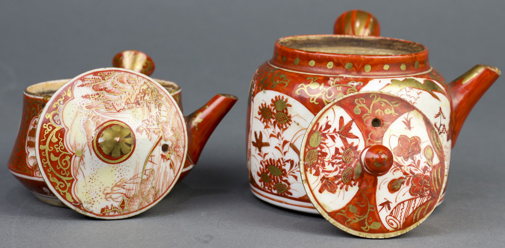 Japanese Kutani ware, Bowls, Kyusu Teapots, 19c - Image 9 of 30