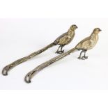 (lot of 2) Pair plated figures of pheasants with extended tails