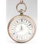 Silver open face pocket watch