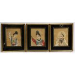 (lot of 3) Three Chinese painting is of Daoist figures