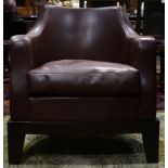 Italian Contemporary Promemoria brown leather upholstered armchair