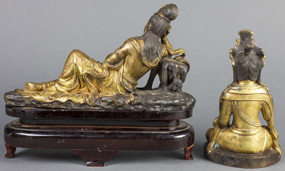 (lot of 2) Gilt-bronze figure of Guan Yin - Image 4 of 5