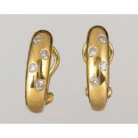 Pair of diamond, 14k yellow gold earrings