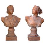 A continental terra cotta bust group