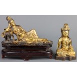 (lot of 2) Gilt-bronze figure of Guan Yin - Image 5 of 5